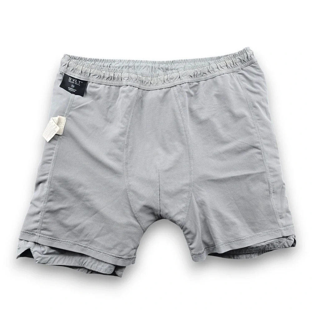 BYLT Premium Basics Active Shorts Mens XXL Grey Lined TrainingvZipper Pockets